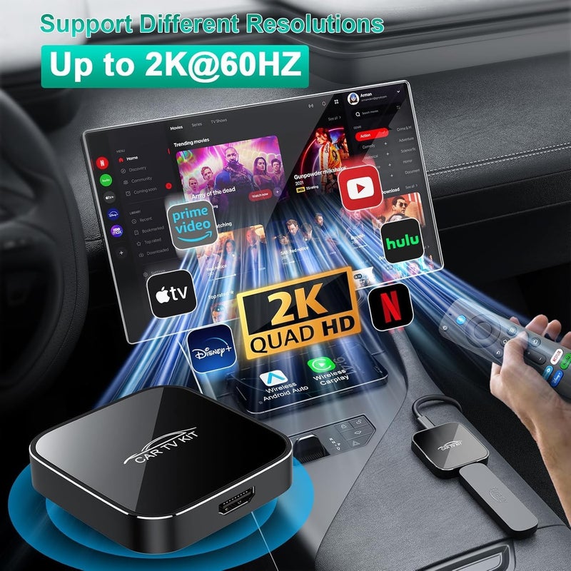 Gogerit Car TV Mate Pro with Wireless CarPlay and Android Auto Adapter,Upgrade HDMl Multimedia Adapter for TV Stick Converter,HDMI Car Play Dongle (Black) - Image 3